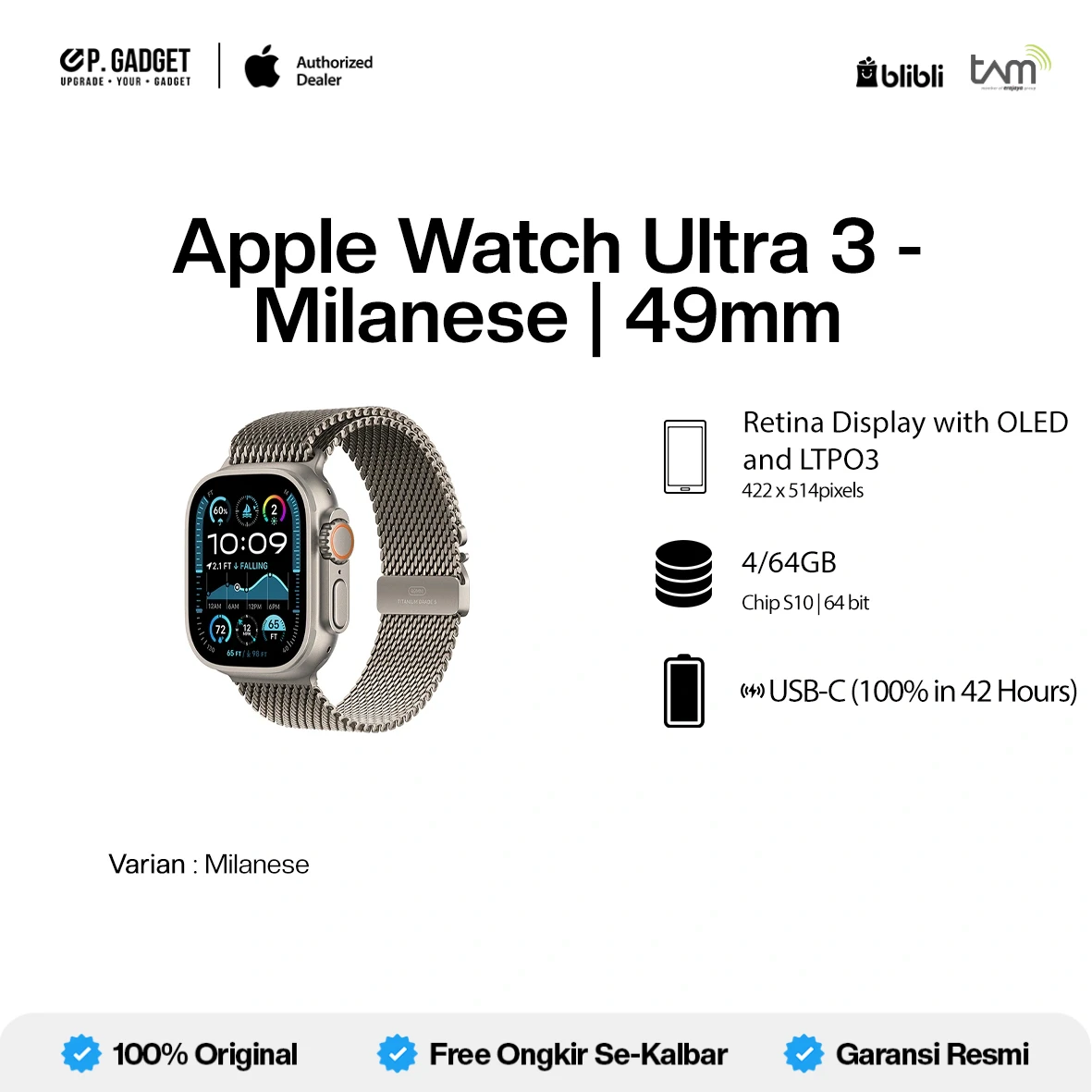 Apple Watch Ultra 3 49mm / Milanese